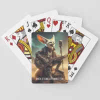 Cool Fennec Fox Rocks Acoustic Guitar in Desert Poker Cards