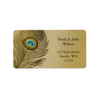 gold peacock wedding label