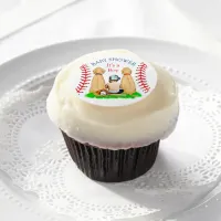 Boy's Baseball Themed Baby Shower 2 Labs and Baby Edible Frosting Rounds