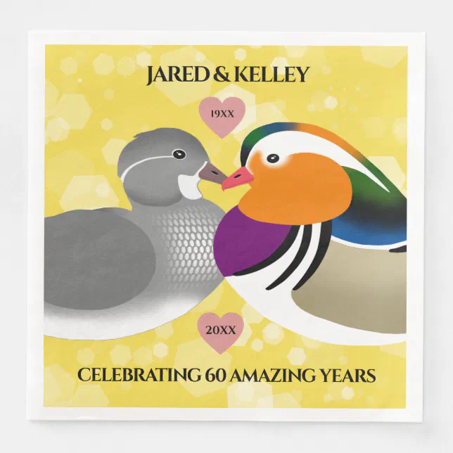 Mandarin Ducks Lovebirds Any Anniversary Paper Dinner Napkins