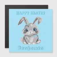 Easter Bunny Rabbit Blue Name Refrigerator Card