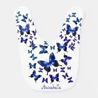 Royal Blue Elegant Whimsical Butterflies Baby Bib