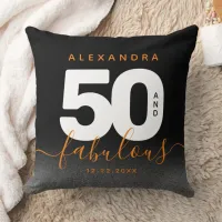 Modern Girly Orange 50 and Fabulous Throw Pillow