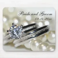 Rings and White Pearls Wedding Mouse Pad