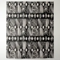 Caribbean Tribal Mudcloth: Black, White, Tapestry