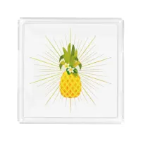 Retro Yellow Tropical Pineapple    Acrylic Tray