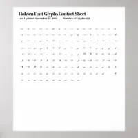 Haksen Font Glyphs Contact Sheet Poster