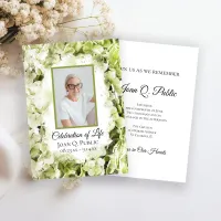 Green Hydrangeas Watercolor Celebration of Life Invitation