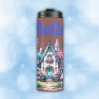 Pink & Blue Fairy Cottage Core Monogram on Rose | Thermal Tumbler