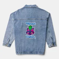 Thrash Panda Fun Punk Racoon Character Denim Jacket