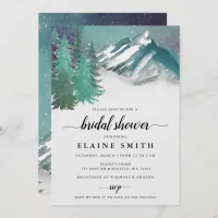 Rustic Watercolor Mountains Pine Bridal Shower Invitation