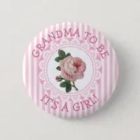 "Grandma To Be" Vintage Rose Baby Shower Button