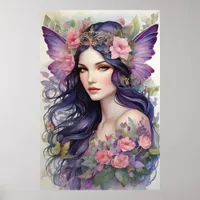 Pink and Purple Flower Fairy Poster