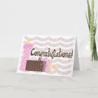 Pink & Brown Bottles Baby Girl Congratulations Card