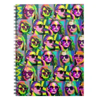 Women in Sunglasses Colorful Digital Art Notebook