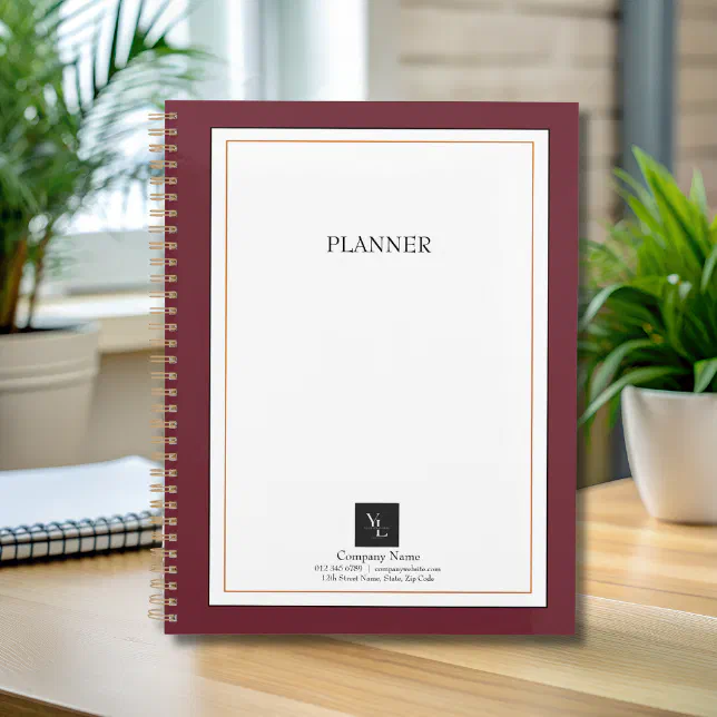 Modern Red White Gold with Business Logo Planner