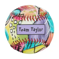 Abstract Modern Colorblock Trendy Whimsical Name Baseball