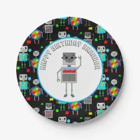Personalized Boy's Birthday Robot  Paper Plates