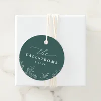 Elegant Emerald Green Wedding Classy Round Favor Tags