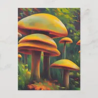 Fantasy Yellow Mushrooms Postcard