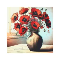 Pretty Vase of Red Poppies Metal Print