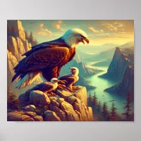 Majestic Eagle Capturing A Lake Trout 10"x8" Poster