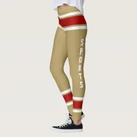 Gold Red White Team Jersey Colors Love Sports Leggings