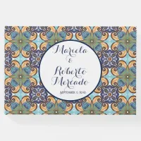 Elegant Mexican Floral Talavera Wedding  Guest Book