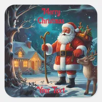 Joyful winter Christmas celebration scene Square Sticker