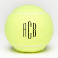 Black Simple Three Letter Monogram Tennis Balls