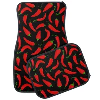 Crazy Red Black Chilli Pepper Patterned Car Floor Mat