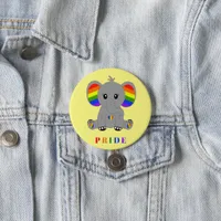 LGBTQ gay pride - cute elephant with rainbow flag Button