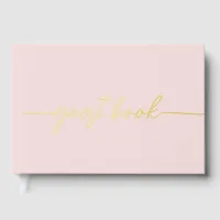 Elegant Modern Blush and Gold Wedding Foil Guest Book