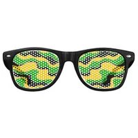 Jamaican Flag Colored Wavy Lines Pattern Retro Sunglasses