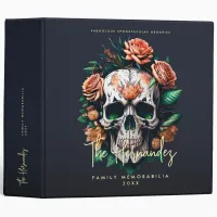 Floral Skull Family Name Halloween Photo Album 3 Ring Binder