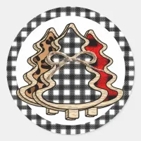 Buffalo Plaid Christmas Tree Classic Round Sticker