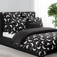 Black Crescent Moon And Stars Celestial Duvet Cover