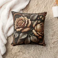 Intricate Floral Embellishment in Earthy Tones Throw Pillow