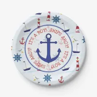 Ships Ahoy Its a boy, Nautical Oceanic Baby Shower Paper Plates