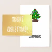 Merry Christmas Snowflake Font Tree Verse Foil Card