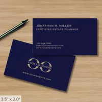 Custom Logo Navy Blue and Gold Business Card