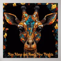 Symmetrical Mosaic Giraffe Stained Glass Art Poster