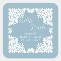 Blue Talavera Cielito Lindo Boy Baby Shower Square Sticker