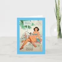 June 1957,  Vintage Pinup Birthday Card