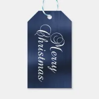 Metallic Navy Blue Merry Christmas Gift Tags