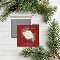 Simple Watercolor Christmas Botanical Red Named Magnet