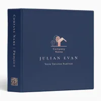 Elegant Glitter House Logo Navy Blue Rose Gold 3 Ring Binder