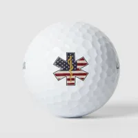 Emergency Medical Worker Tribute Usa Flag -EMS EMT Golf Balls