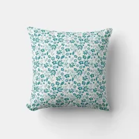 Turquoise Teal Tropical Flowers Throw Pillow