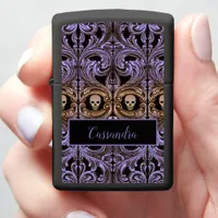 Goth Purple Ornament with Skull Zippo Lighter